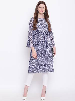 Blue printed georgette georgette-kurtis 1