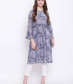 Blue printed georgette georgette-kurtis