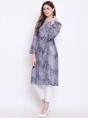 Blue printed georgette georgette-kurtis 3