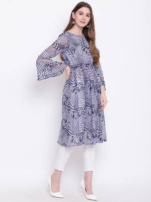 Blue printed georgette georgette-kurtis 4