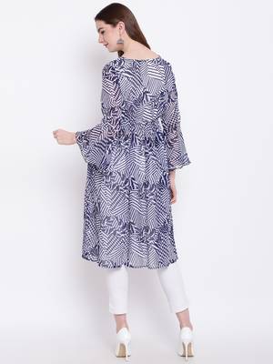Blue printed georgette georgette-kurtis 5