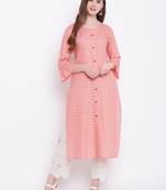 Peach printed rayon ethnic-kurtis