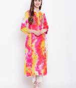 Pink embroidered rayon ethnic-kurtis