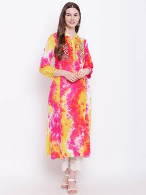 Pink embroidered rayon ethnic-kurtis 2