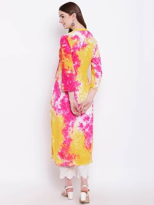 Pink embroidered rayon ethnic-kurtis 5