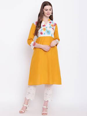 Mustard printed cotton cotton-kurtis 2