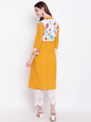 Mustard printed cotton cotton-kurtis 5