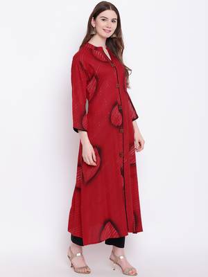 Maroon printed rayon ethnic-kurtis 4