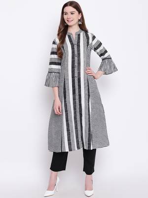 Black printed cotton cotton-kurtis 1