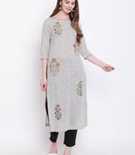 Off-white printed cotton cotton-kurtis