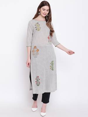 Off-white printed cotton cotton-kurtis 2