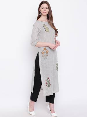 Off-white printed cotton cotton-kurtis 4