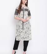Off-white printed cotton cotton-kurtis