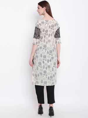Off-white printed cotton cotton-kurtis 5