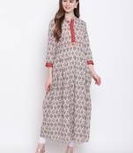 Grey embroidered cotton cotton-kurtis