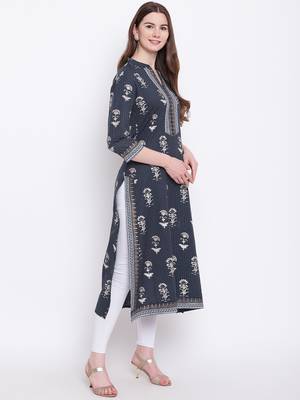Blue embroidered cotton cotton-kurtis 4