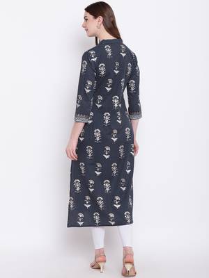 Blue embroidered cotton cotton-kurtis 5