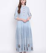 Blue printed cotton cotton-kurtis