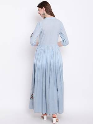 Blue printed cotton cotton-kurtis 5