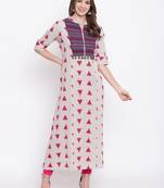 White printed cotton cotton-kurtis