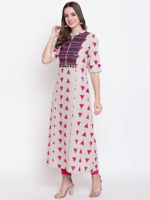 White printed cotton cotton-kurtis 3