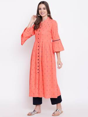 Pink hand woven cotton cotton-kurtis 3