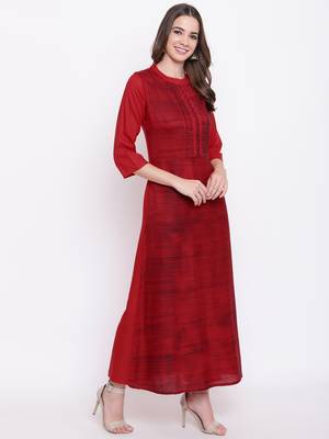 Red embroidered rayon ethnic-kurtis 4