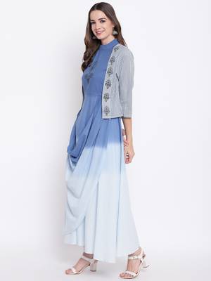 Blue printed cotton cotton-kurtis 3