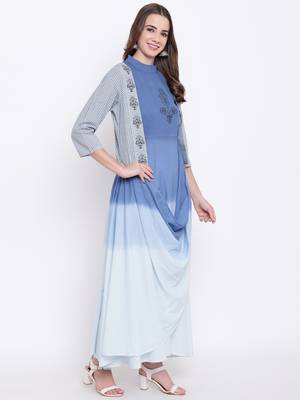 Blue printed cotton cotton-kurtis 4