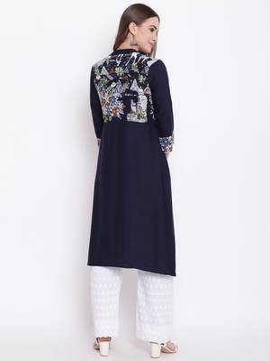 Blue printed rayon ethnic-kurtis 5