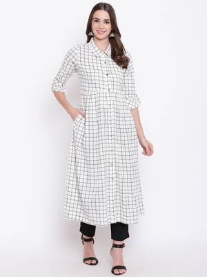Off-white printed cotton cotton-kurtis 1