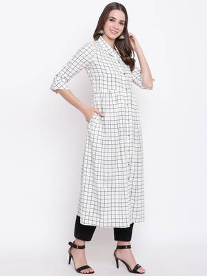 Off-white printed cotton cotton-kurtis 4