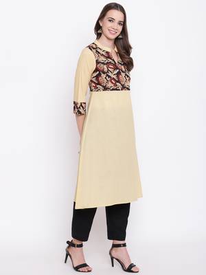 Cream printed cotton cotton-kurtis 4