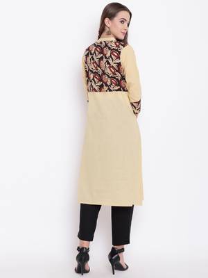 Cream printed cotton cotton-kurtis 5