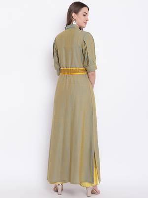 Brown embroidered rayon ethnic-kurtis 5