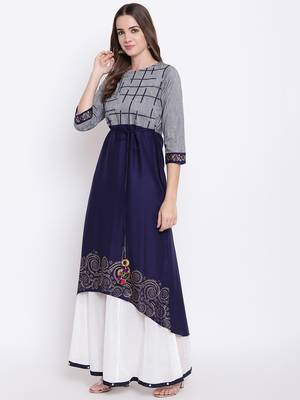 Grey printed cotton cotton-kurtis 3