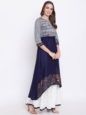 Grey printed cotton cotton-kurtis 4
