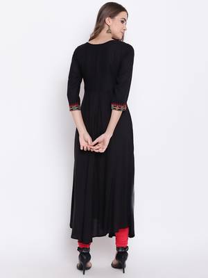 Black embroidered rayon ethnic-kurtis 5