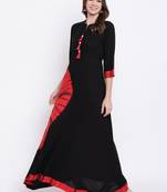Black printed rayon ethnic-kurtis