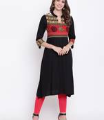 Black printed rayon ethnic-kurtis