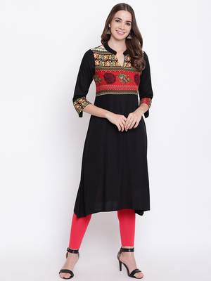 Black printed rayon ethnic-kurtis 2