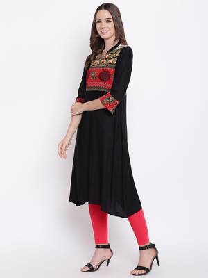 Black printed rayon ethnic-kurtis 3