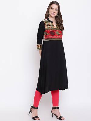 Black printed rayon ethnic-kurtis 4