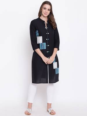Black printed cotton cotton-kurtis 1