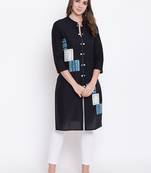 Black printed cotton cotton-kurtis