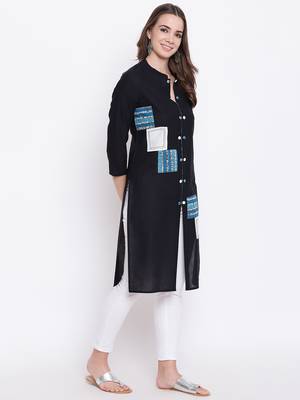 Black printed cotton cotton-kurtis 4