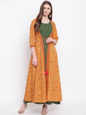 Mustard printed cotton cotton-kurtis 2