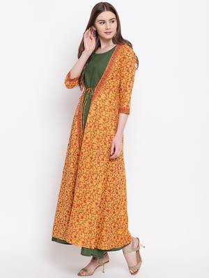 Mustard printed cotton cotton-kurtis 4