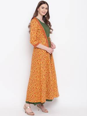 Mustard printed cotton cotton-kurtis 5