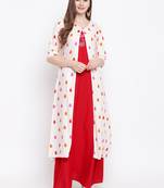 Off-white embroidered rayon ethnic-kurtis
